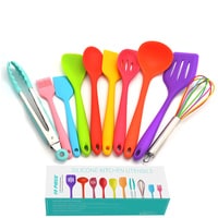 Generic-Kitchen Utensils Set 10Pcs Colorful Silicone Non-stick Cooking Utensil All Over Silica Gel Utensil Kitchenware Set