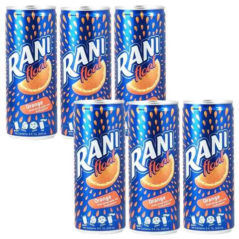 Rani Juice Float Orange Fruit Flavor With Real Fruit Pieces 240 Ml 6 Pieces