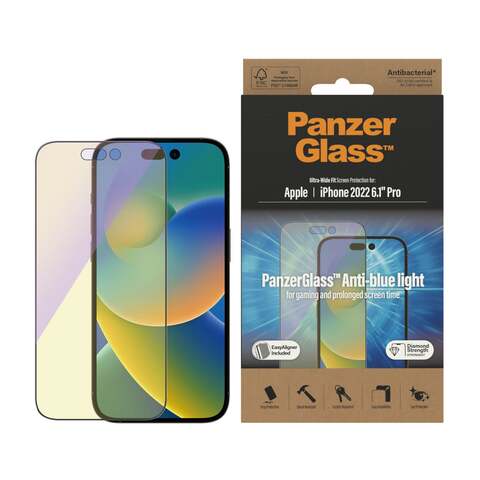 PANZERGLASS iPhone 14 Pro - UWF Anti-Bluelight Screeen Protector with Applicator - Clear