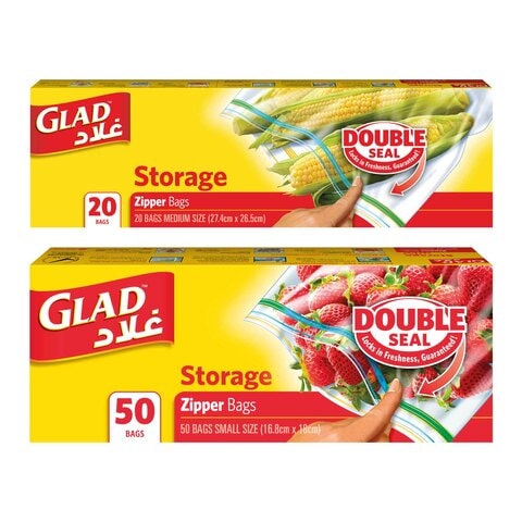 Glad Zipper Food Storage Freezer Bags - Quart - 56 Count - 4 Pack