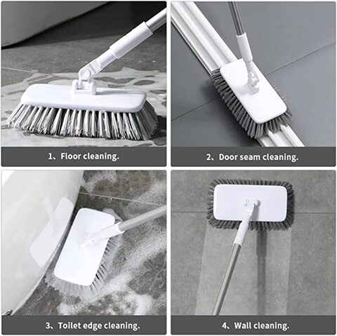 Aiwanto 1 Pc Long Handle And Hard Bristles Brush &amp; 1 Pc 2 in 1Glass Sponge Cleaning Brush Bathroom Cleaning Accessories