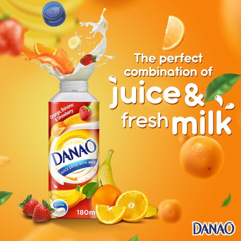 Danao Orange Banana And Strawberry Juice Drink With Milk 180ml Pack of 6