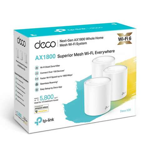 TP-Link Deco Whole Home Mesh Wi-Fi 6 System X20 AX1800 White