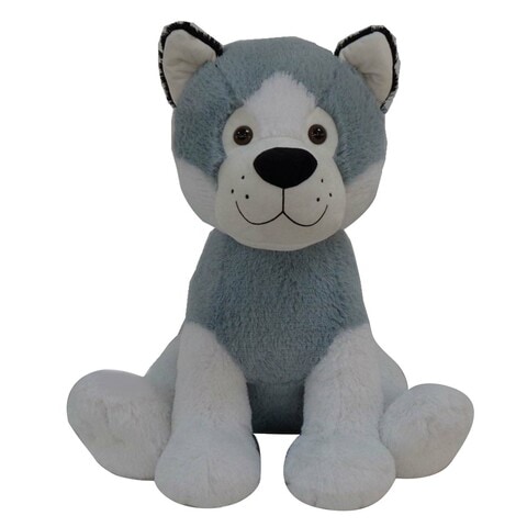 HK Husky Sitting Dog Plush Toy Grey 64cm