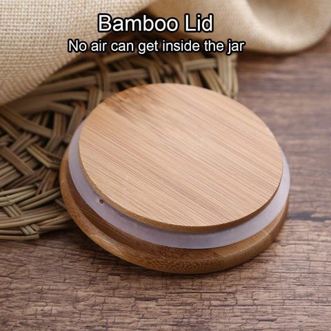 Lushh 2 Pcs Glass Food Storage Jars Air Tight Borosilicate Kitchen Food Storage Container Set with Natural Bamboo Lids for Candy Cookie Rice Sugar Flour Pasta Nuts 1200 ML