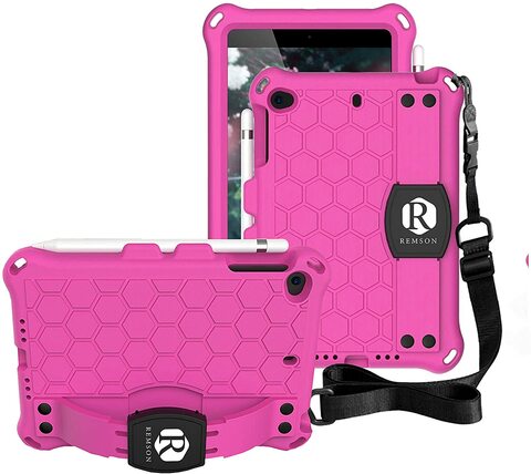 Remson Honeycomb Design Shockproof Case With Holder, Stand And Shoulder Straps 1/2/3/4/5, Heavy Duty Stand Holder Case Cover With Strap (Rose/Black)