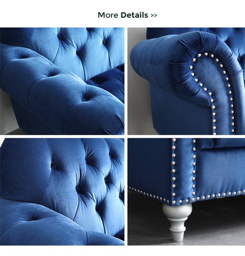 Blue velvet deals 2 seater sofa