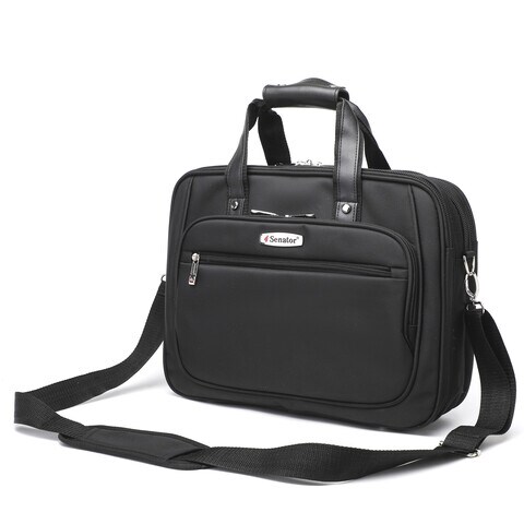 Senator 15.5 inch Nylon Shoulder Laptop Bag Light Weight Water Resistant with RFID pockets KH8121 Black