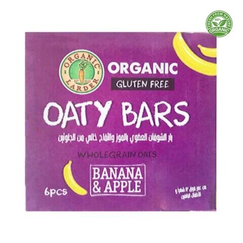 Organic Larder Banana And Apple Wholegrain Oaty Bars 120g