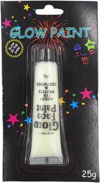 Party Time 1 Piece White Glow in the Dark Face and Body Paint Halloween Make-Up for Halloween Parties, Events and Accessories (* H 4.5 x W 1.4 INCHES) 25 grams