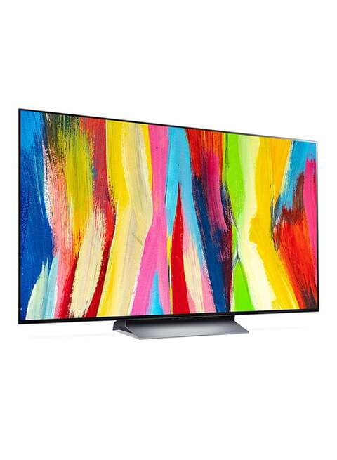 LG OLED Evo TV 55-Inch C2 Series, Cinema Screen Design 4K Cinema HDR Webos22 With Thinq AI Pixel Dimming OLED55C26La, Black