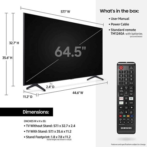 Samsung  65-Inch Crystal UHD 4K Flat Smart TV UA65AU7000UXZN (2021)