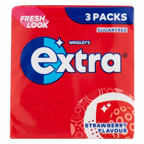 Buy Extra Strawberry Sugar Free Chewing Gum 42g x Pack of 3 Online ...