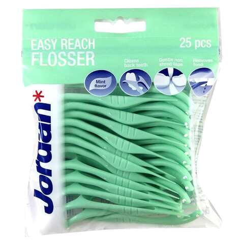 جوردن أدوات تنظيف الأسنان بالخيط - أخضر - حزمة من 25