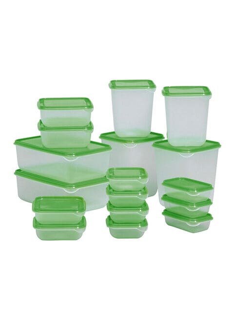 Generic 17-Piece Food Containers Set Green/Clear