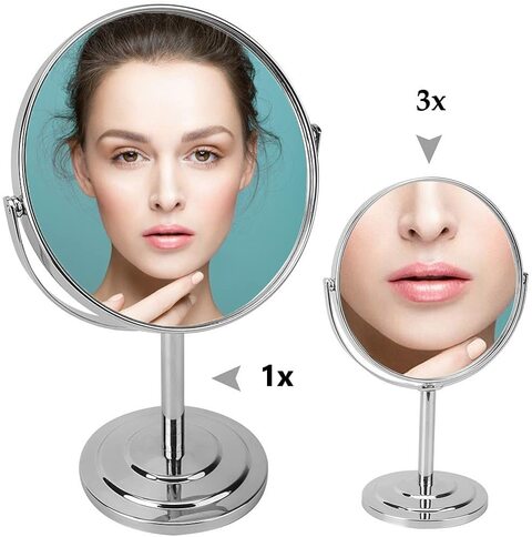 Generic 2 Sides Stainless Steel Magnifying Mirror, Mirror Size 4.5 Inches, 3X Zooming Mirror