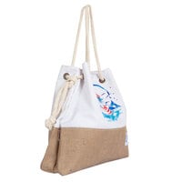 Anemoss Sailor Girl Jute Beach Bag, Shoulder Bag for Women, Large and Lightweight Summer Pool Bag with Rope Handle and Inner Pocket, White Color