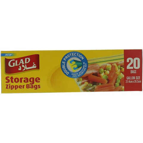 Glad Zipper Storage Clear 20 Bags