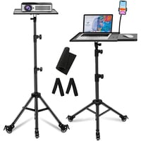 Wownect Projector Tripod Stand With Wheels, Phone Holder Rolling Laptop Desk Tripod For Stage, Studio, DJ Equipment, Pack Of 1
