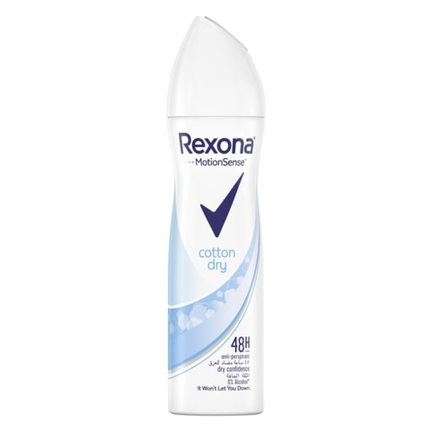 REXONA Women Antiperspirant Deodorant Spray, 72 Hour Sweat &amp; Odor Protection*, Cotton Dry, With Motionsense Technology, 150ml