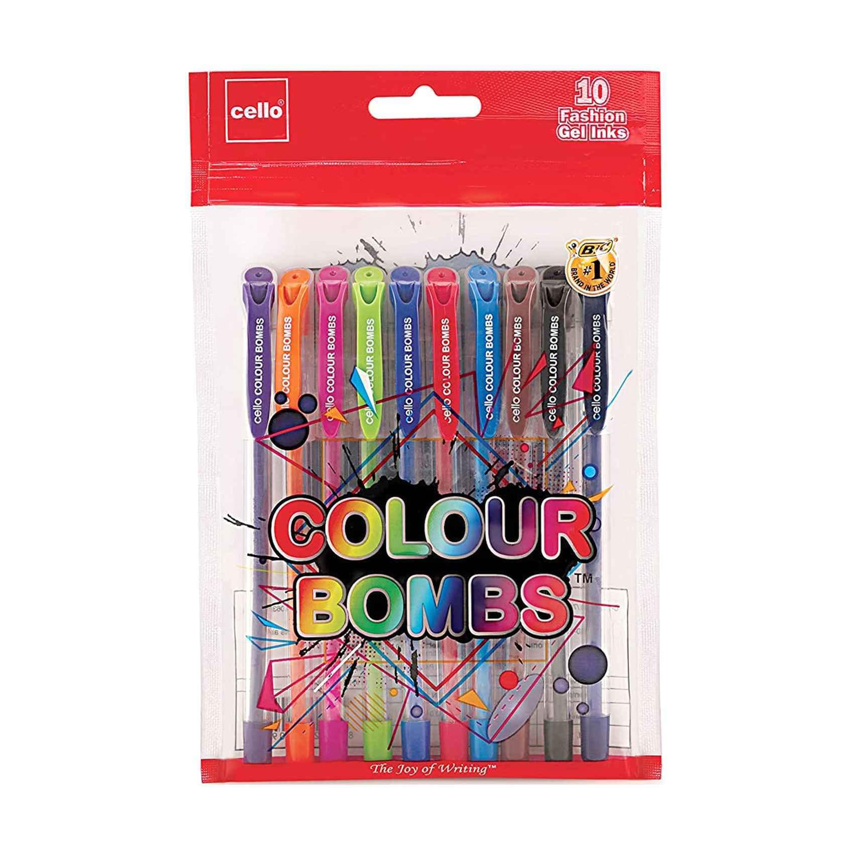  Cello Colour Bombs Coloured Ink Gel Pens