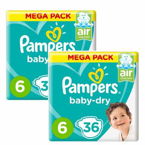 Pampers Baby-Dry Diaper Size 6 13+kg With Leakage Protection 36 Diapers ...