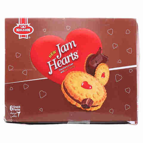 Kolson Jam Hearts Chocolate Cream with Jam Topping 6 Snacks Pack