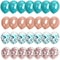 Party Time 28-Pieces Metallic Teal &amp; Rose Gold Latex Balloons Confetti Balloons Set for Bridal Shower Engagement Wedding Baby Shower Birthday Party Decorations - Party Supplies