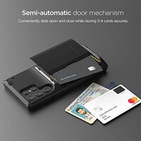 VRS Design Damda Glide Pro designed for Samsung Galaxy S22 ULTRA case cover (2022) wallet [Semi Automatic] slider Credit card holder Slot [3-4 cards] - Black Groove