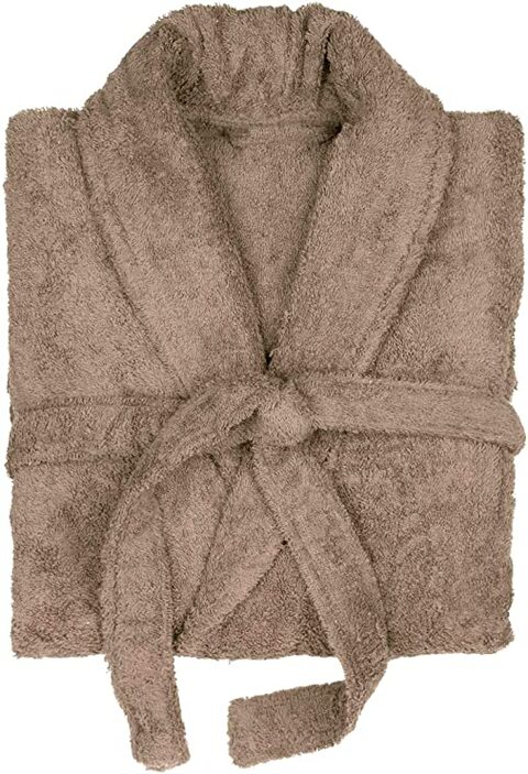 Lushh Shawl Bathrobe for Women and Men Terry Bathrobe - Spa Hotel Bath Robe -Highly Absorbent, Lightweight with Pockets &ndash; Unisex , Dark Beige (S/M)