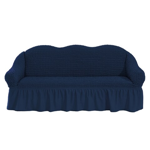 Fabienne Turkish Stretchable Sofa Cover Three Seater Dark Blue Free Size