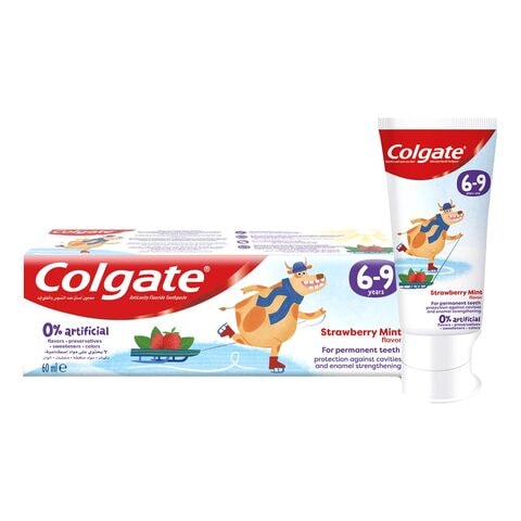 Colgate Kids Toothpaste Natural Strawberry Mint Flavour 6 - 9 Years 60ml