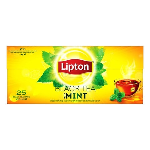 اشتري ليبتون شاي أسود بنكهة النعناع 25 كيس شاي في الامارات