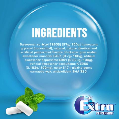 Wrigley&#39;s Extra Peppermint Chewing Gum 14g Pack of 30