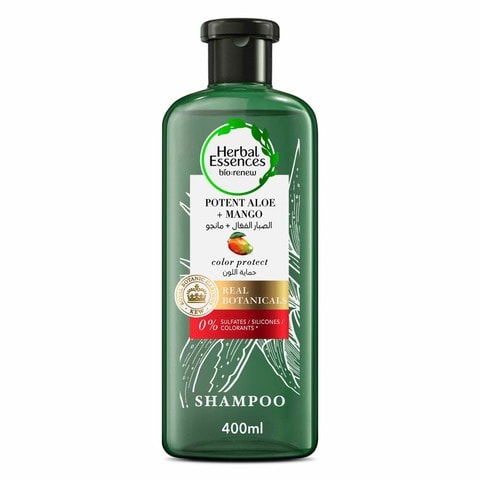 Buy Herbal Essences Color Protect Sulfate Free Potent Aloe Vera Mango Natural Shampoo for Dry Hair 400 ml in Saudi Arabia