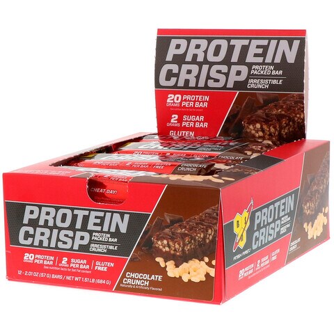 Buy BSN, Protein Crisp, Chocolate Crunch Flavor, 12 Bars, 2.01 oz (57 g) Each in UAE