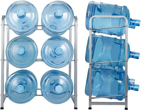 Silver 3 Tier Water Cooler Rack Water Jug Holder Storage Shelf w