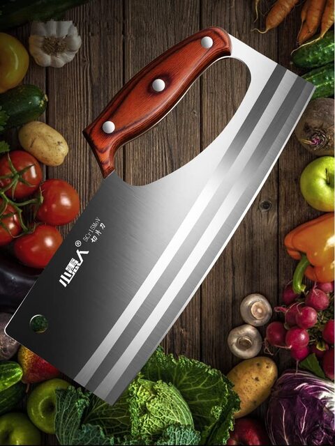 Atraux Cleaver Knife, Razor Sharp Multipurpose Stainless Steel Chef Knife For Meat &amp; Vegetables (22*7.7 cm)