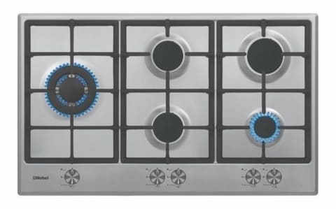 Nobel Gas Hobs Stainless Steel 90cm 5 Gas Burners FFD 0 Cast Iron Grids NBH9501SSH