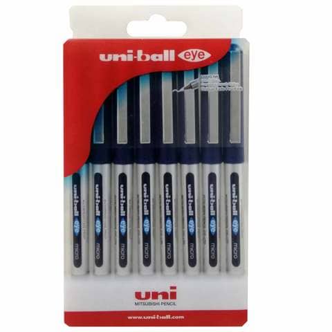 Uni-ball Eye Micro Tip Rollerball Pen Blue 0.5mm 8 PCS