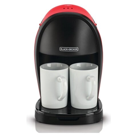 Black+Decker Coffee Maker DCM48-B5 450W With Two Coffee Mugs And Measuring Spoon Set Red