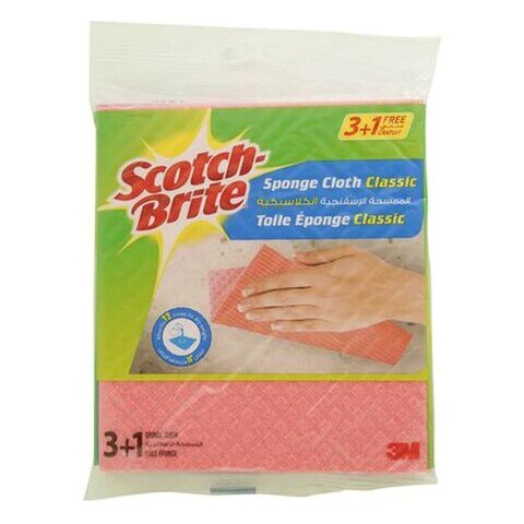Scotch-Brite Classic Sponge Cloth Pink Pack of 4