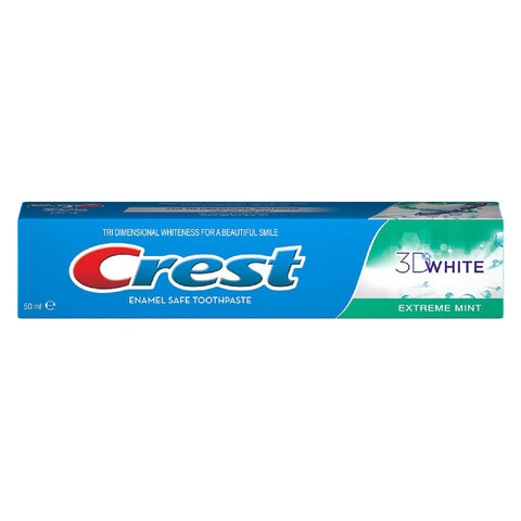 Buy CREST 3D WHITE ENAMEL SAFE TOOTHPASTE WITH EXTREME MINT 50ML in Kuwait
