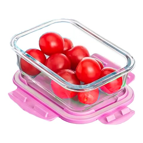 Besto Glass Meal Prep Container   Airtight Food Storage Glass Lunch Box Microwavable, Freezer, Oven &amp; Dishwasher Safe  Use for Storage Food Container Bento Lunch Box  {1040 ML ,Pink color}