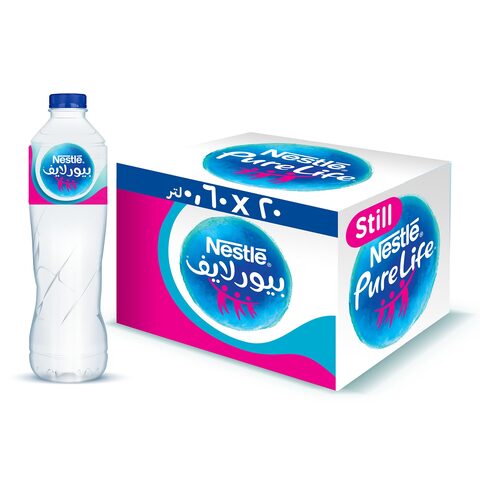Buy Nestle Pure Life Bottled Drinking Water - 600 ml - Pack of 20 in Egypt