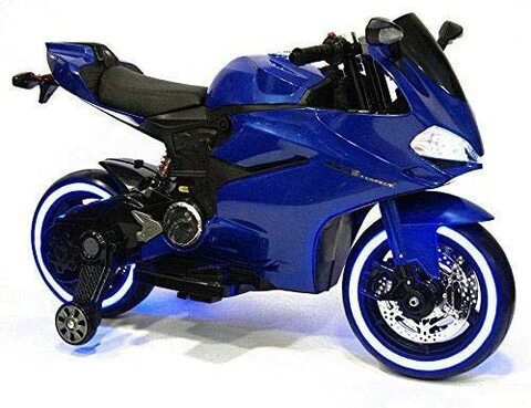 Megastar Ride On 12 V Light Up Power Sports Motorbike - Blue Electric Motorcycle For Kids