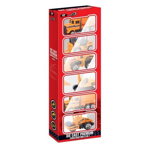 Power Joy Vroom Vroom Diecast Premium Construction Car Toy 86514 Yellow Pack of 6