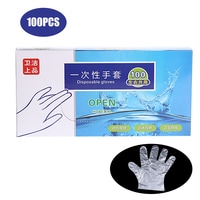 Generic-100Pcs Disposable Gloves Transparent Eco-friendly Food-grade PE Gloves Restaurant BBQ Kitchen Accessories