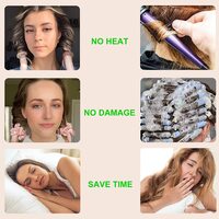 No Heat Silk Curls Headband You Can To Sleep In Overnight, Soft Foam Hair Rollers, Curling Ribbon and Flexi Rods for Natural Hair (Pink)