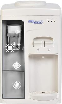 Super General Counter-Top Hot And Cold Water Dispenser, Water-Cooler With Cup-Holder, Instant-Hot-Water, 2 Taps, Sgl-1131, White/Grey, 31.2 X 32.5 X 51 cm, 1 Year Warranty
